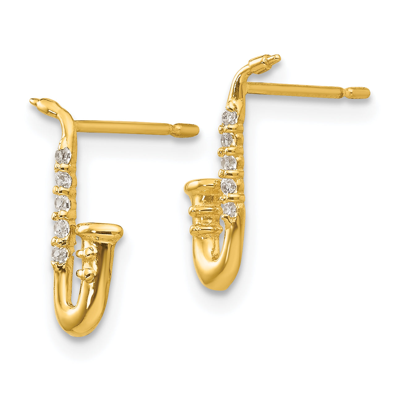 14k Madi K CZ Saxophone Post Earrings