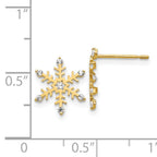 14K Gold CZ Snowflake Earrings for Girls  Polished, Nickel-Free