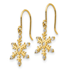 14k Madi K CZ Children's Snowflake Dangle Earrings