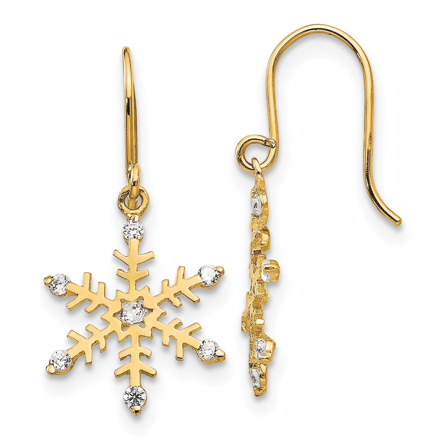 14k Madi K CZ Children's Snowflake Dangle Earrings Main image