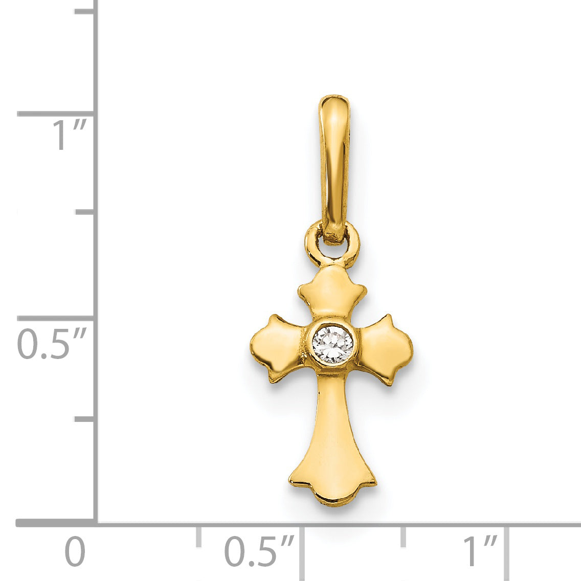 14K Gold Children's Cross Pendant with Cubic Zirconia  Elegant and Gift-Ready