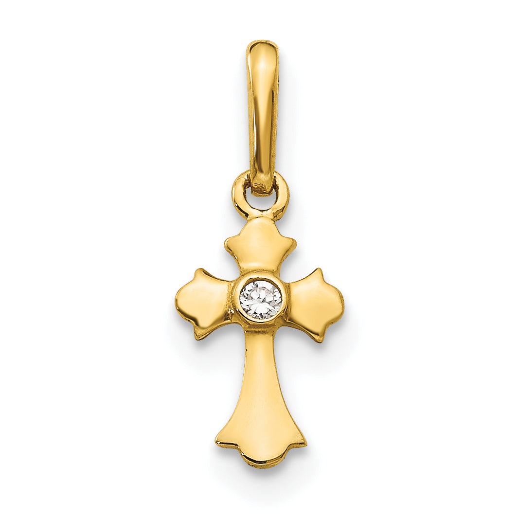 14k Madi K CZ Children's Cross Pendant Main image