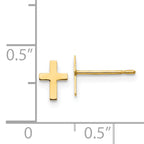 14K Gold Children's Cross Earrings with Polished Finish, Nickel-Free