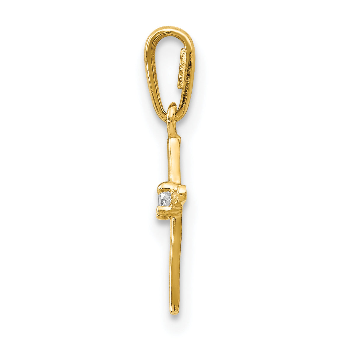 14K Gold Children's Cross Pendant with Cubic Zirconia Elegant and Durable Secondary image