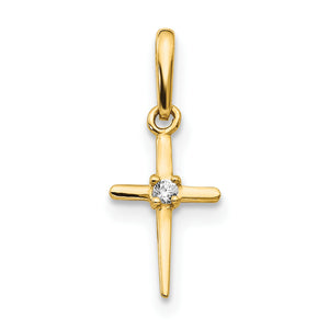 Cubic Zirconia Cross Pendant in 14K Yellow Gold - Sophia Jewelers