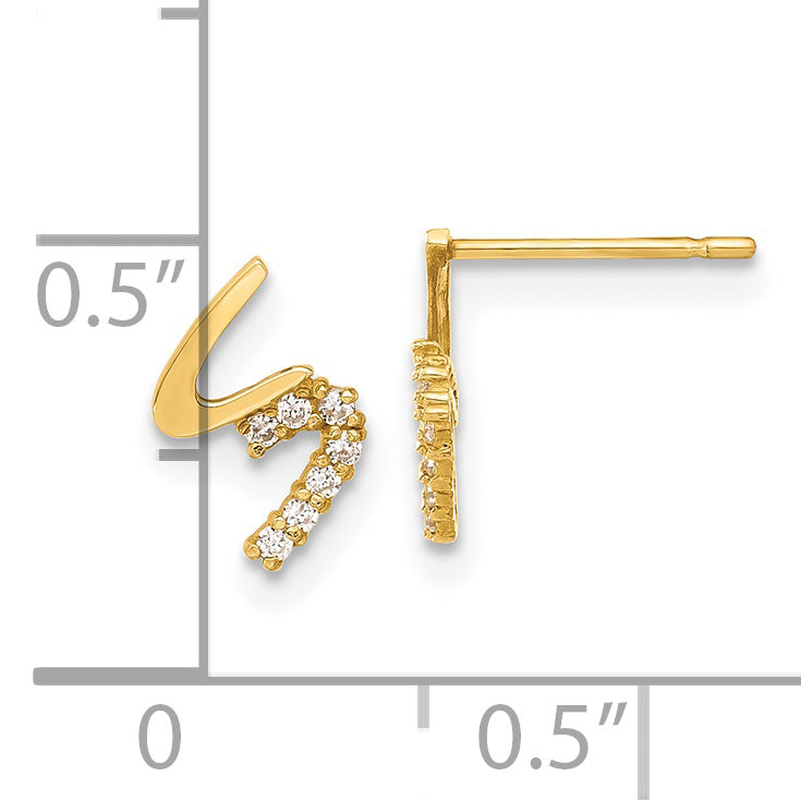14K Gold CZ Girl's Post Earrings with Polished Finish in Gift Box Secondary image