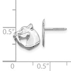 14K White Gold Horse Post Earrings with Polished Finish and Screwback