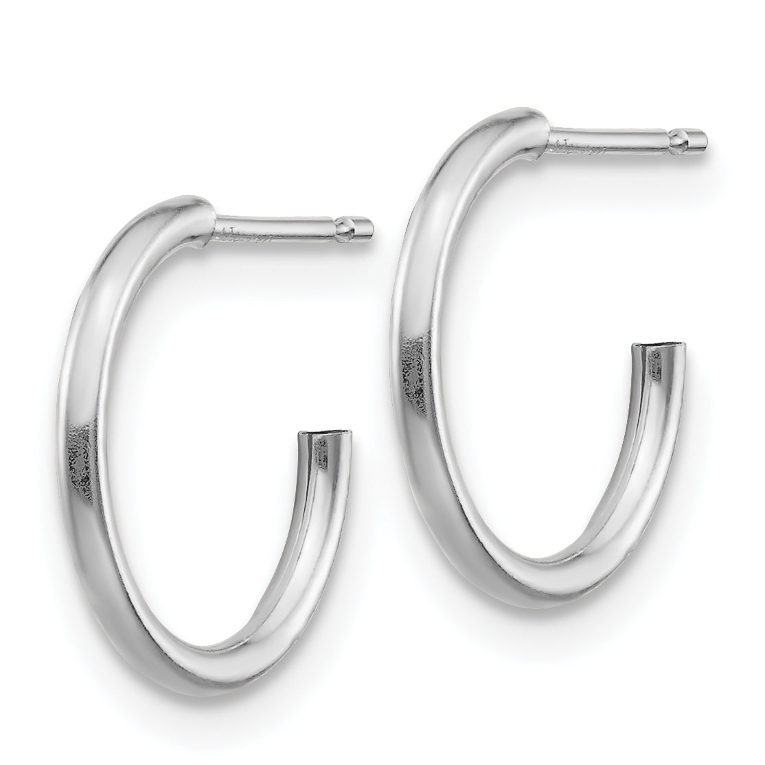 14K White Gold Polished C-Hoop Earrings with Rhodium Finish