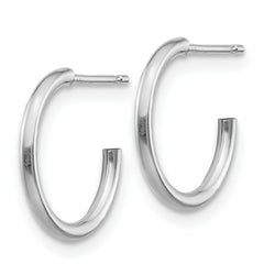 14K White Gold Polished C-Hoop Earrings with Rhodium Finish