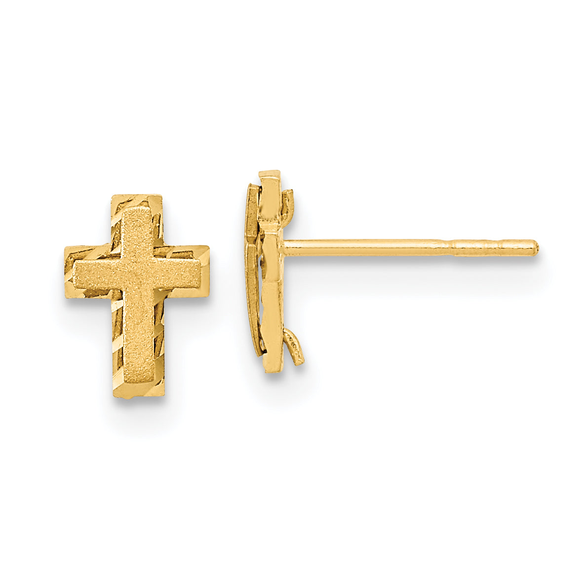 14k Madi K Satin & Polished Diamond-cut Cross Post Earrings Main image