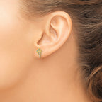 14K Gold Palm Tree Earrings with Blue & Clear CZ Stones  Polished, Nickel-Free
