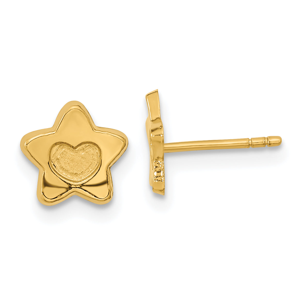 14k Madi K Satin and Polished Heart in Star Post Earrings Main image