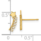 14K Gold CZ Shooting Star Ear Climbers for Kids  Polished, Nickel-Free