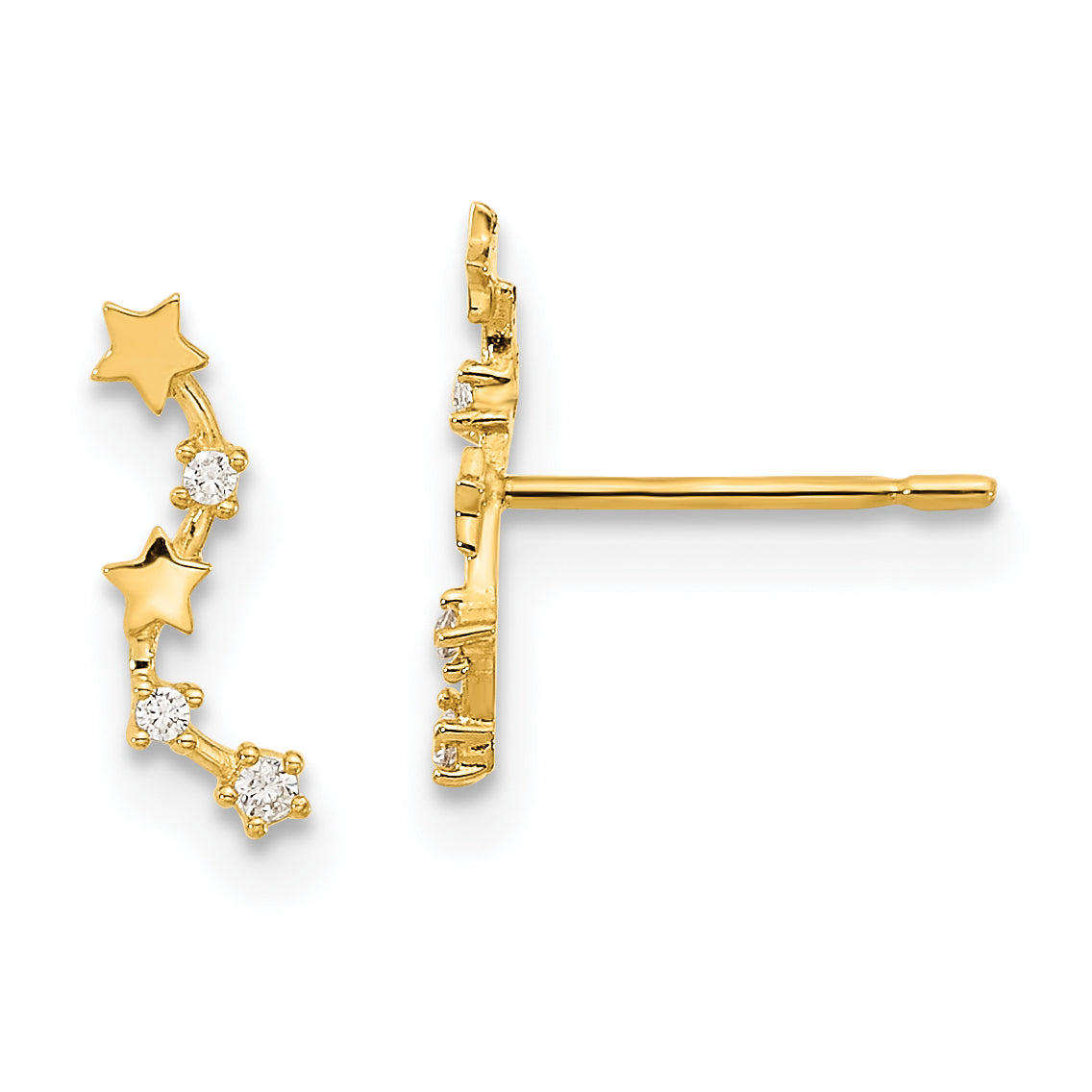 14k Madi K Curved Stars CZ Post Dangle Earrings Main image