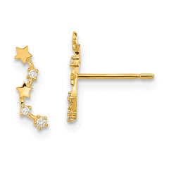 14k Madi K Curved Stars CZ Post Dangle Earrings