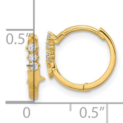 14K Gold CZ Shooting Star Hinged Hoop Earrings  Polished, Elegant & Nickel Free