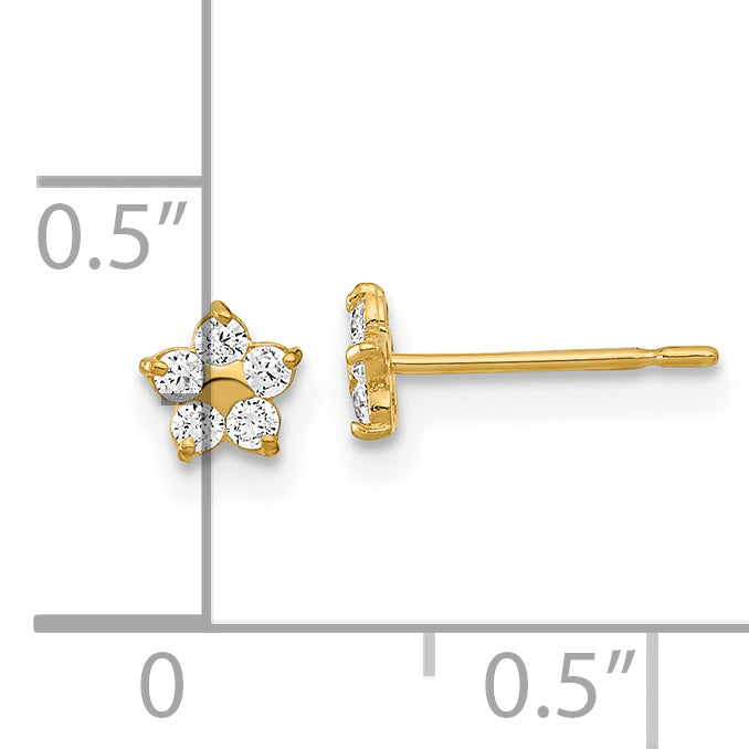 14K Gold Madi K Kids CZ Star Earrings with Polished Finish