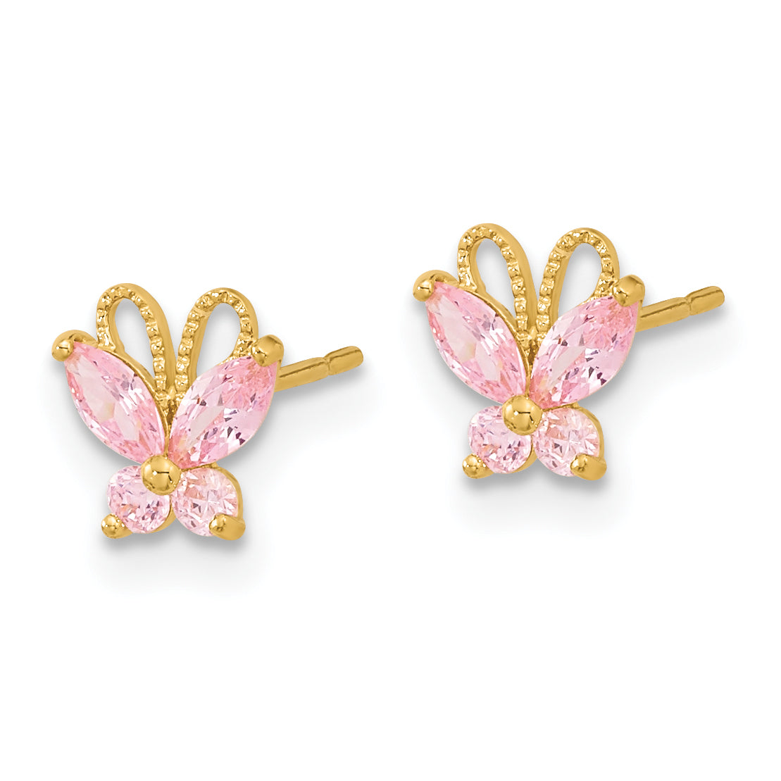 14k Madi K Kids Pink CZ Butterfly Post Earrings