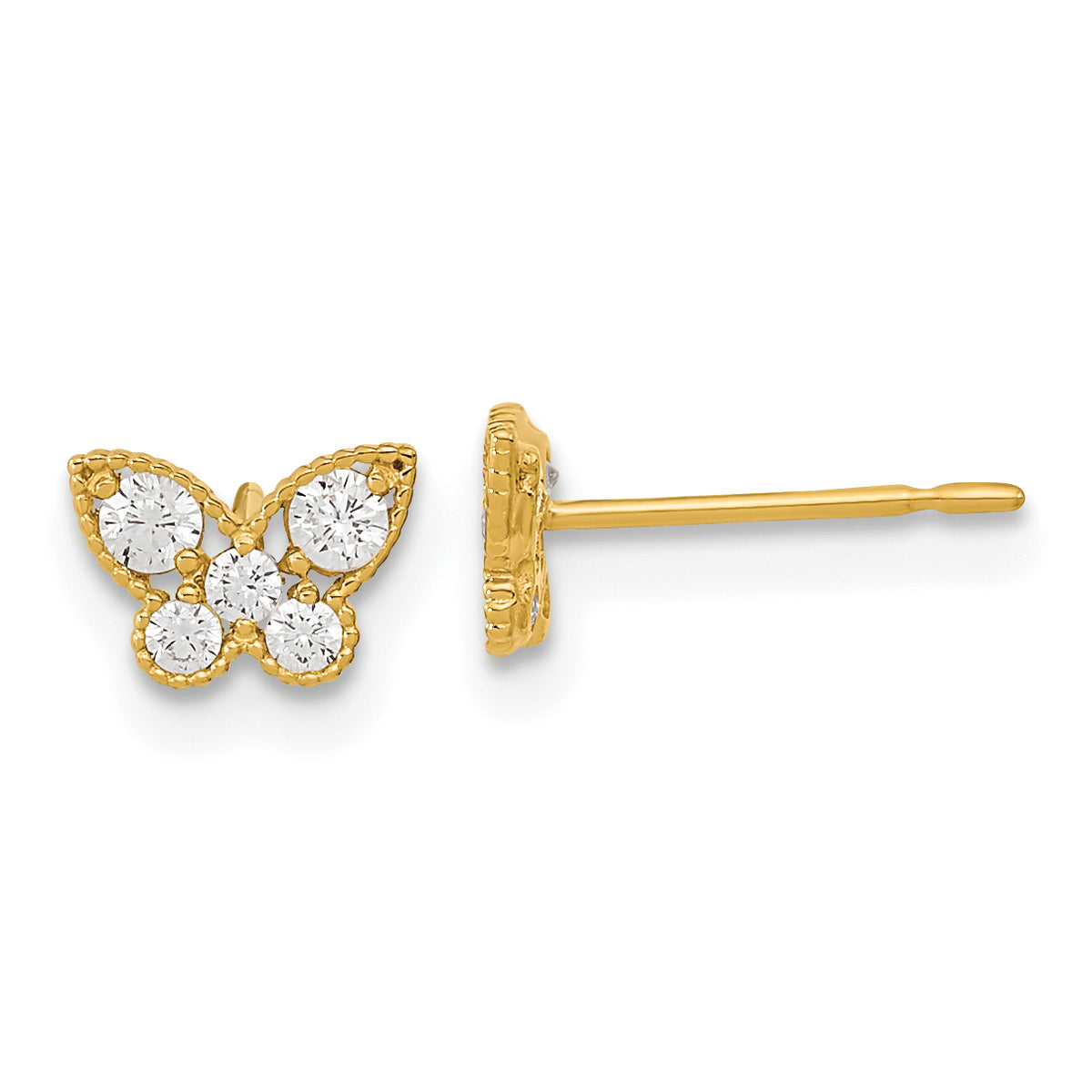 14k Madi K Kids CZ Butterfly Post Earrings