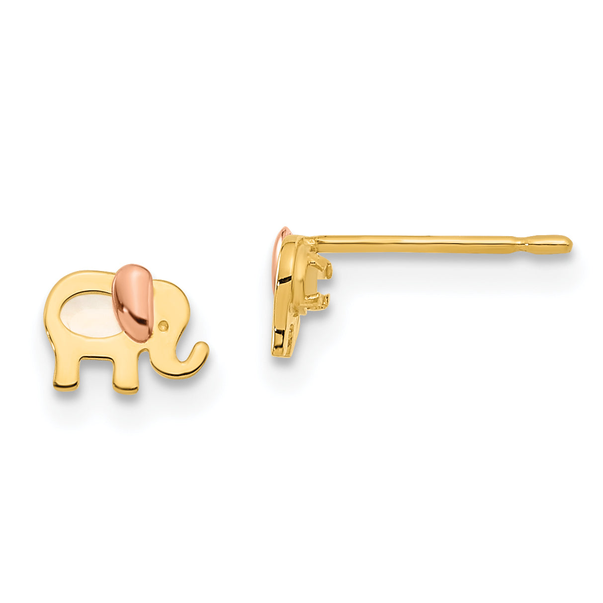 14k Madi K Two-tone Childrens MOP Elephant Post Earrings Main image