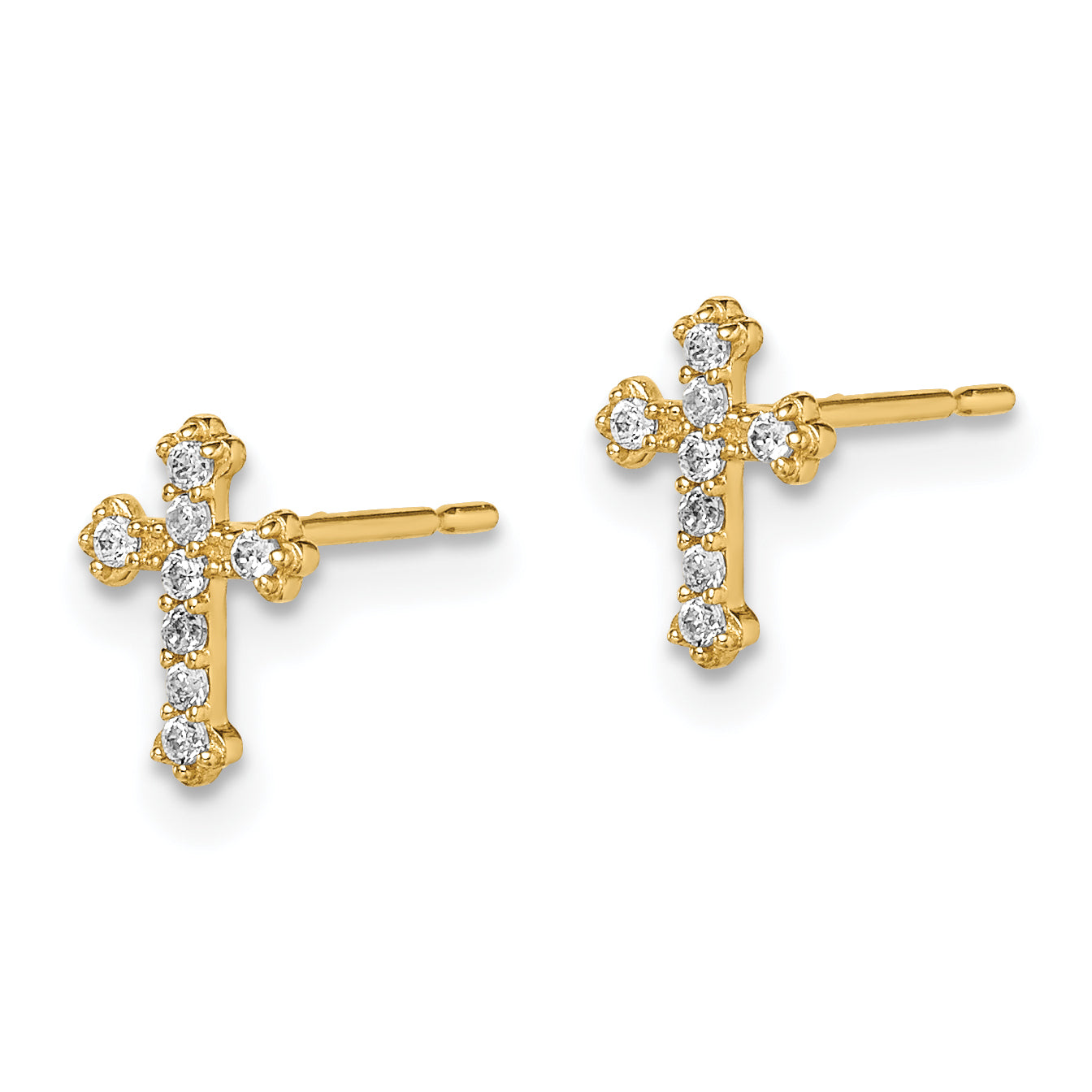 14k Madi K CZ Cross Post Earrings Secondary image
