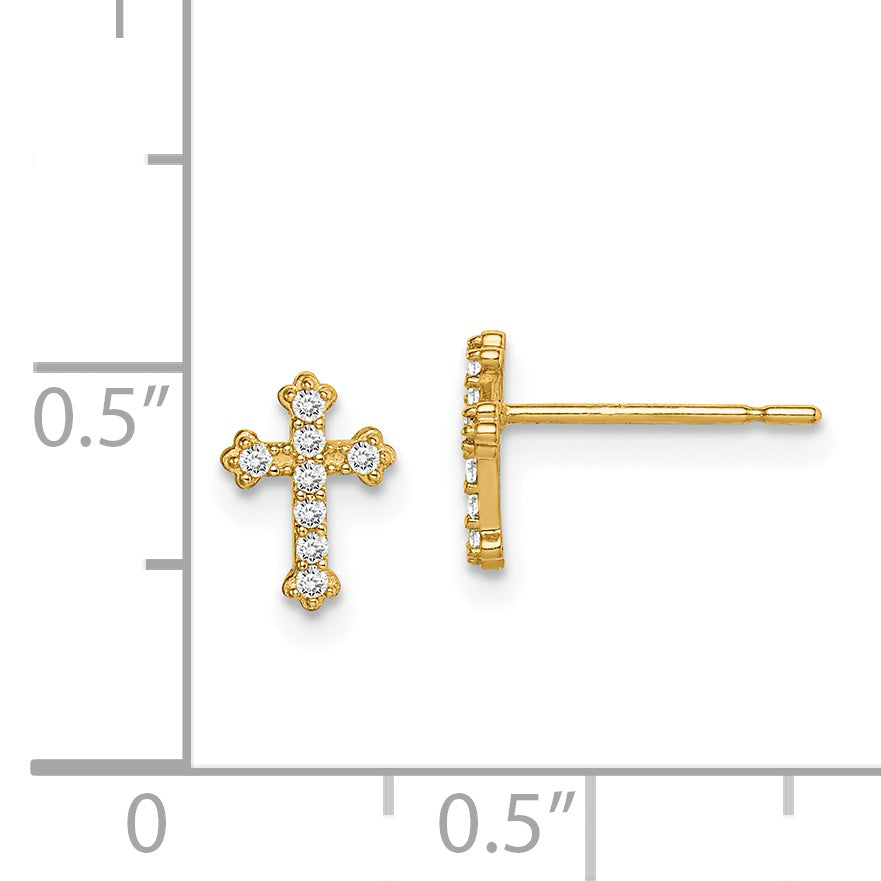 14k Madi K CZ Cross Post Earrings