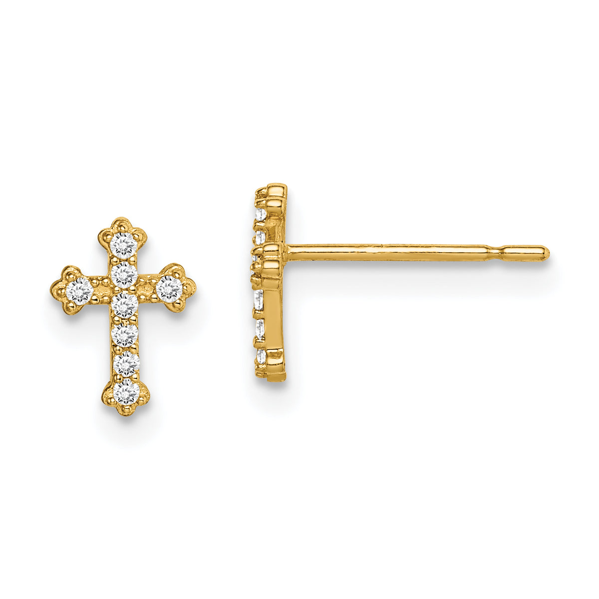 14k Madi K CZ Cross Post Earrings