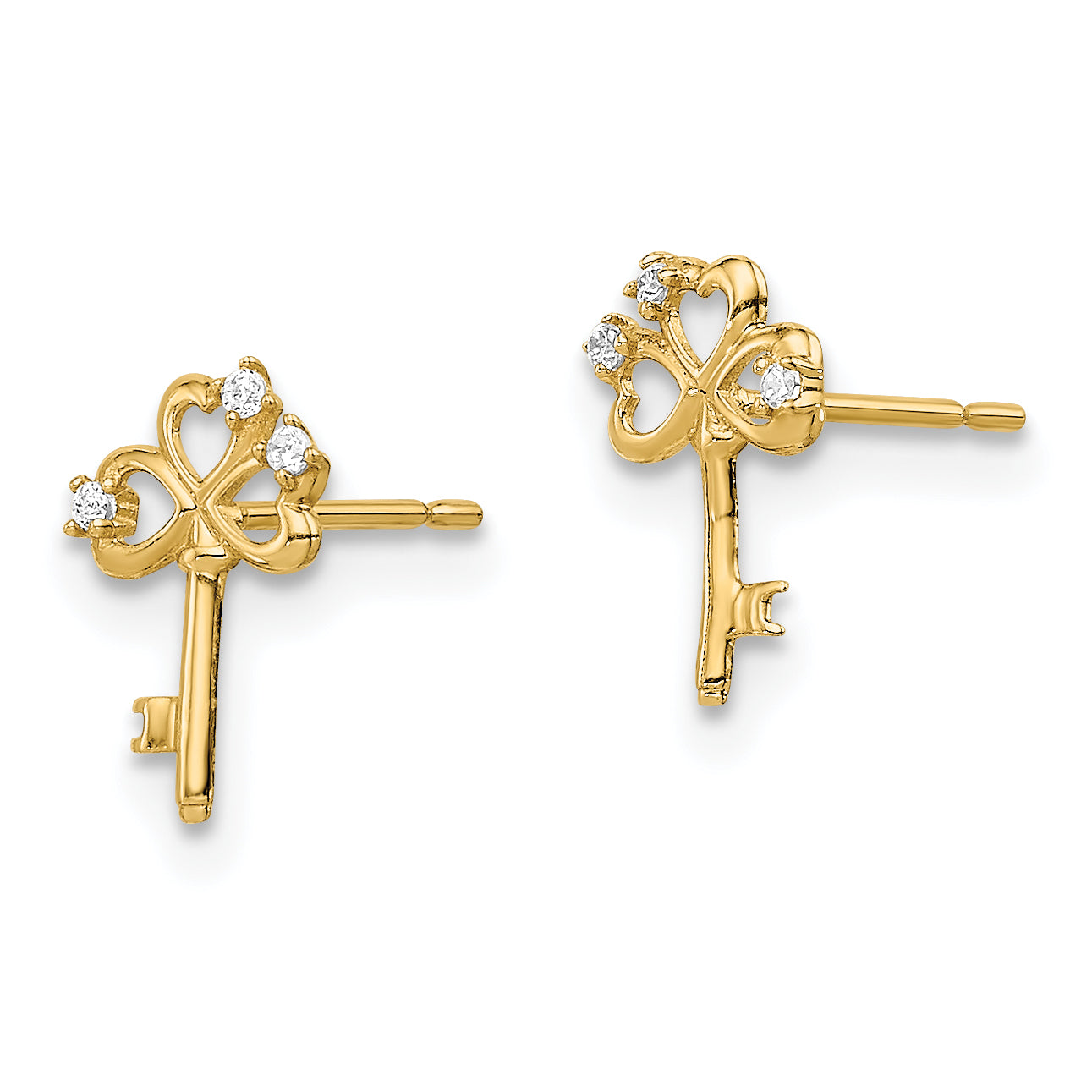 14k Madi K CZ Key Post Earrings Secondary image
