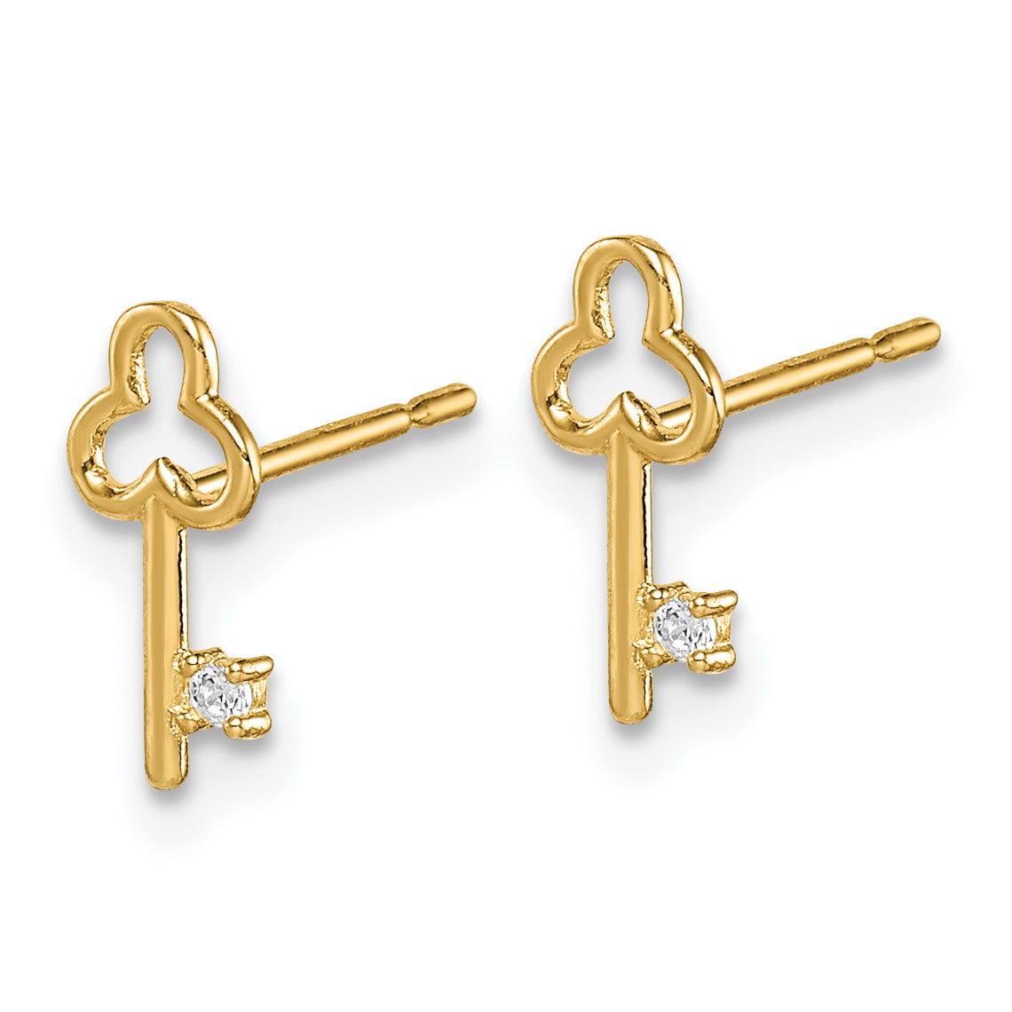 14k Madi K CZ Key Post Earrings Secondary image