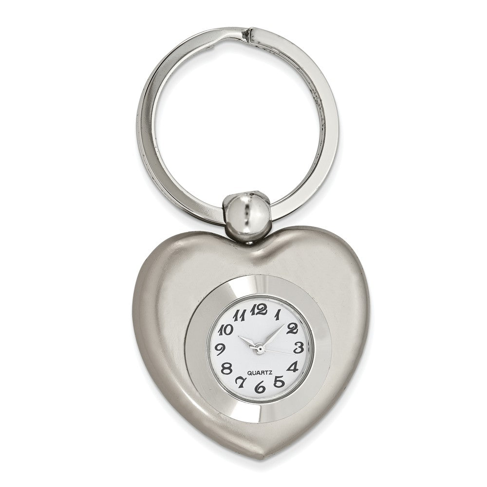 Nickel-plated Heart-Shaped Clock Key Ring
