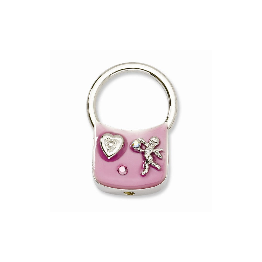 Silver-tone Angel With Crystals Pink Enamel Key Fob Main image