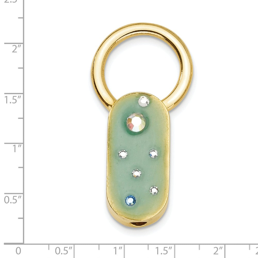 Gold-tone Green Enamel With Crystals Key Fob