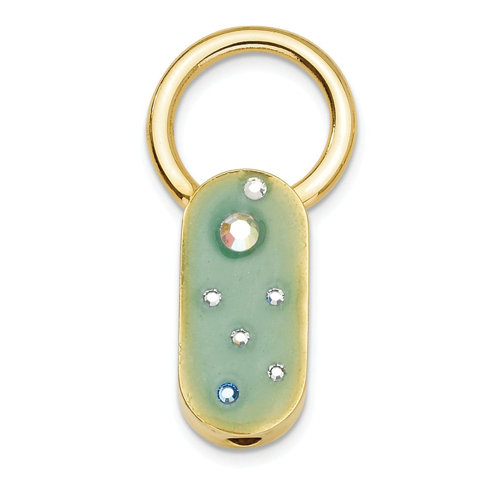 Gold-tone Women's Key Fob with Green Enamel and Crystals Main image