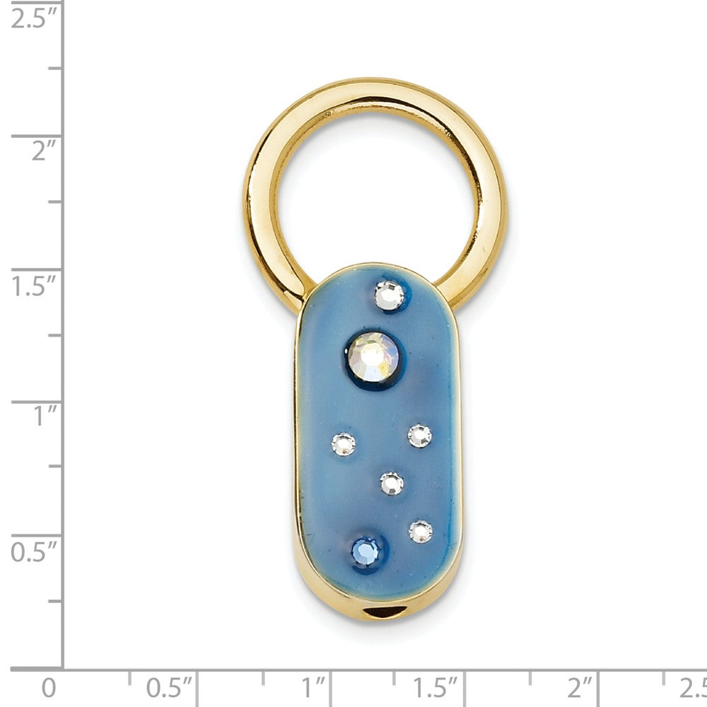 Gold-tone Women's Key Ring with Blue Enamel and Crystals Secondary image