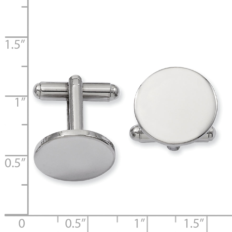 Rhodium-Plated Polished Engravable Cuff Links by Kelly Waters Secondary image
