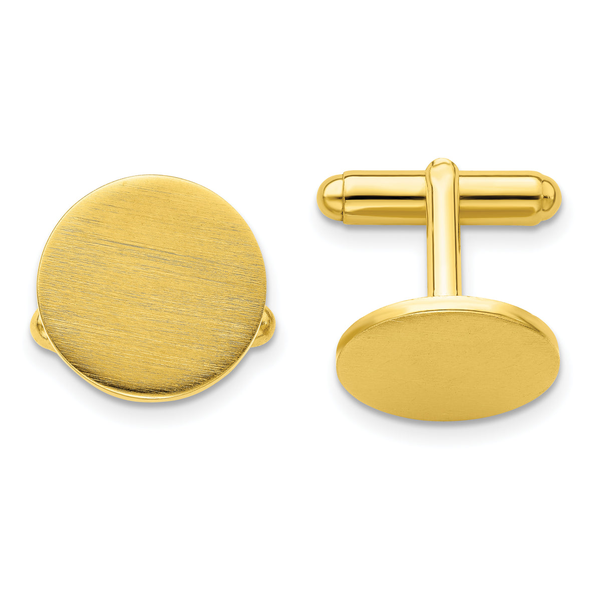 Kelly Waters Gold-plated Satin Round Engravable Cuff Links