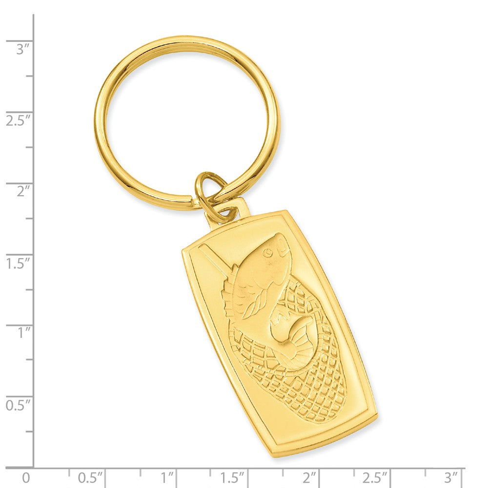 Gold-plated Kelly Waters Fish in Net Key Ring