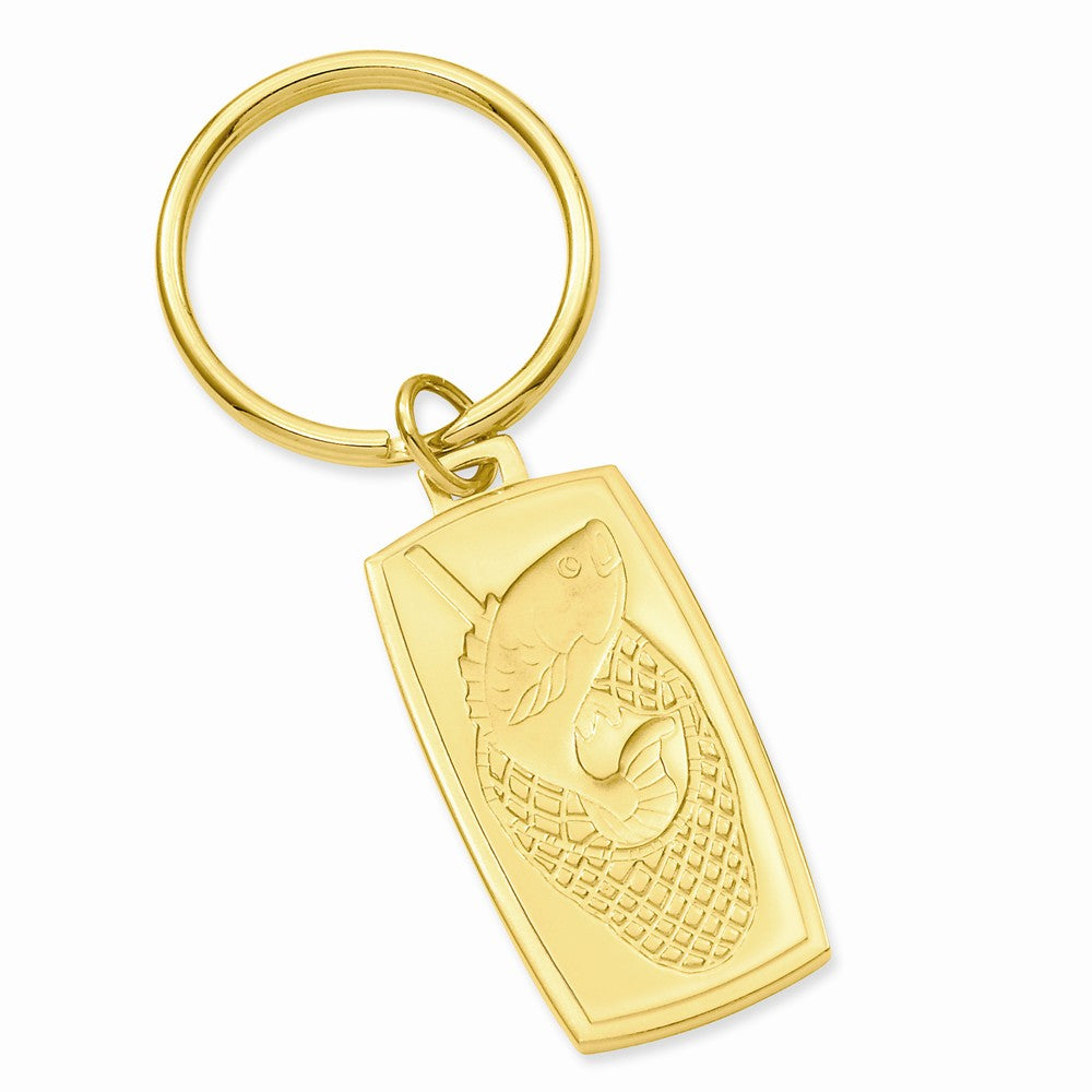 Gold-Plated Men's Fish Key Ring with Engravable Finish Gift Ready Main image