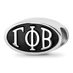 Sterling Silver LogoArt Gamma Phi Beta Sorority Greek Letters Enameled Oval Bead