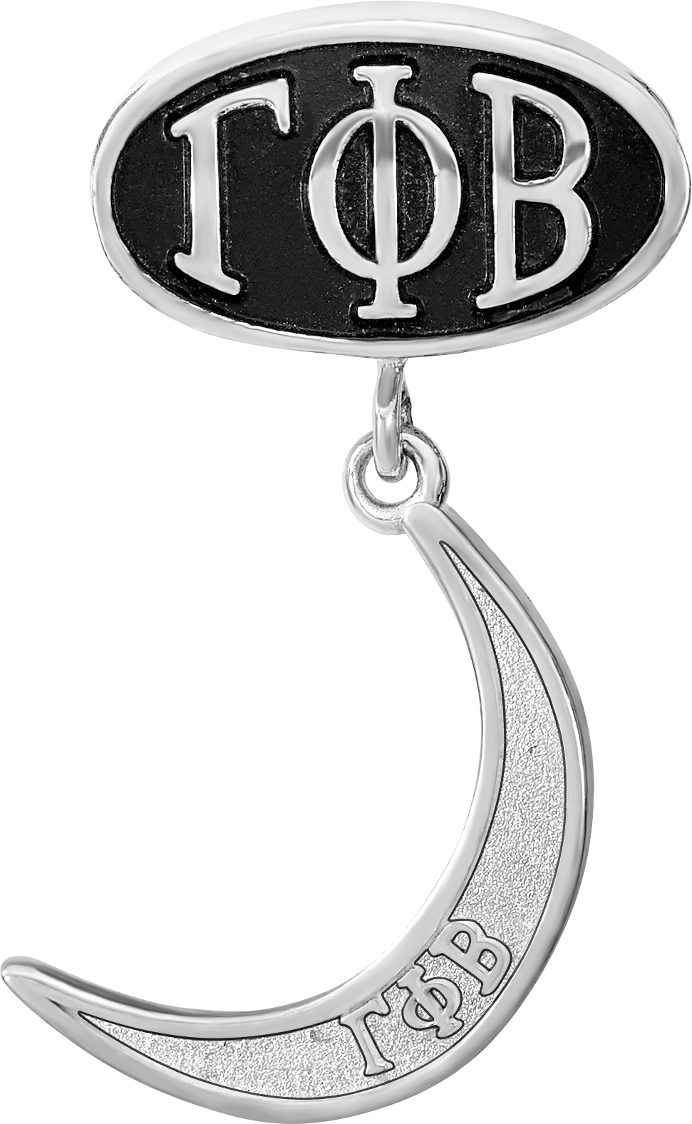 Sterling Silver LogoArt Gamma Phi Beta Sorority Greek Letters Enameled Oval with Crescent Moon Dangle Bead