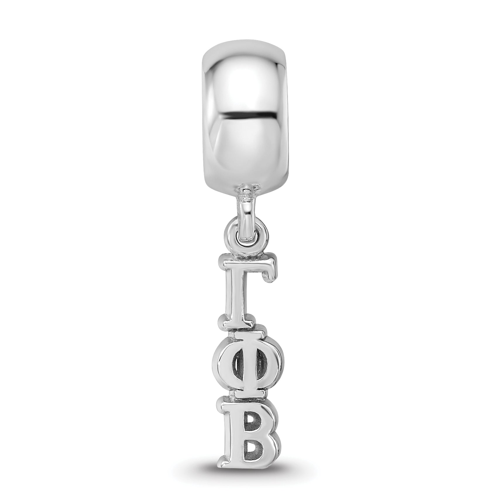 Sterling Silver RH-plated LogoArt Gamma Phi Beta Vertical Letters Bead