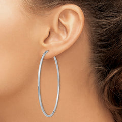 14K White Gold Endless Hoop Earrings with Polished Finish Elegant 2mm Design