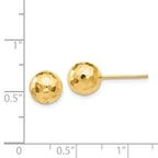 14K Gold Diamond-Cut Ball Post Earrings for Women  Polished 8MM
