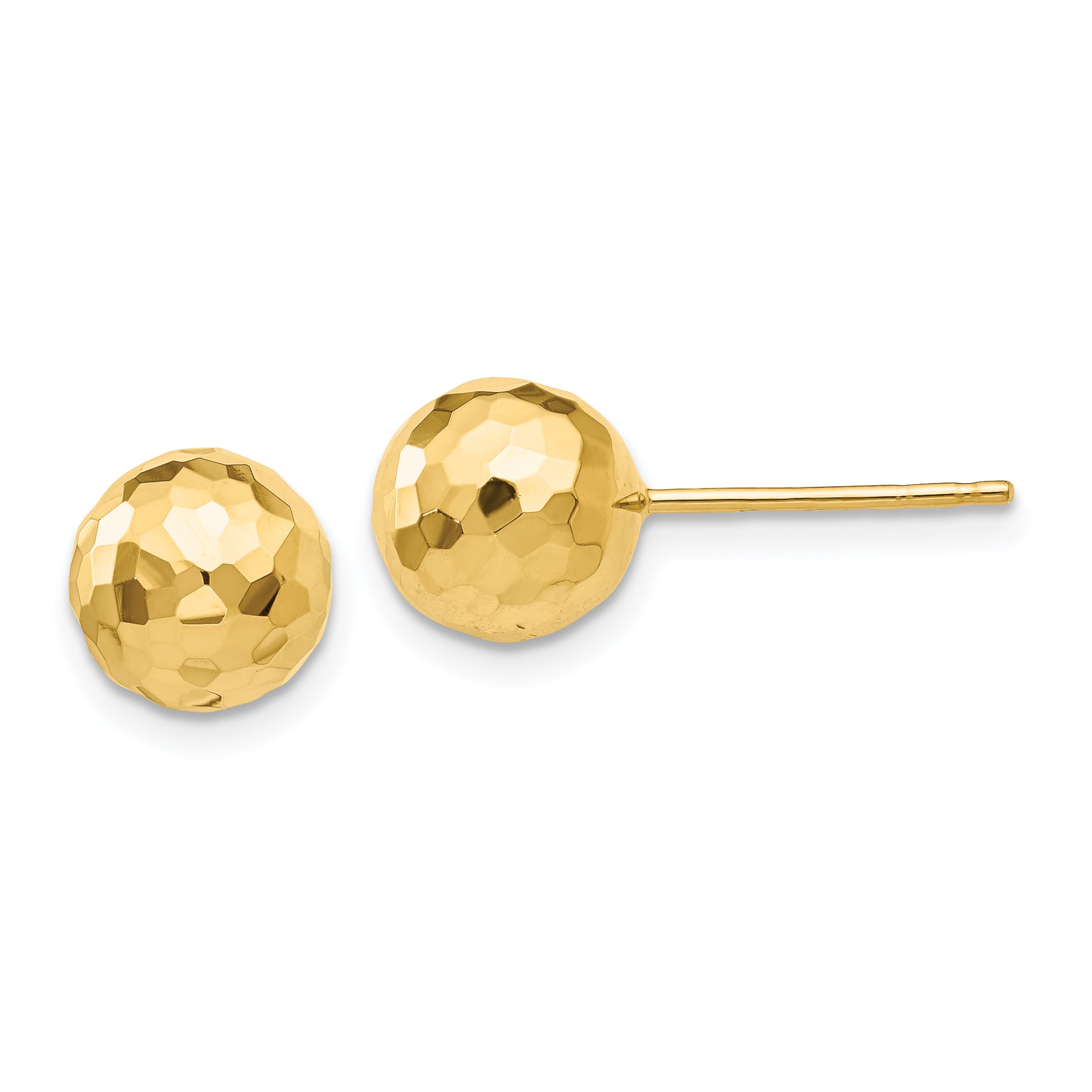14K Gold Polished and Diamond Cut 8MM Ball Post Earrings Main image