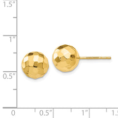 14K Gold Diamond-Cut Ball Earrings with Polished Finish 9.5MM