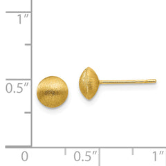 14K Gold Satin Button Earrings with Post Back  7mm Elegant Design