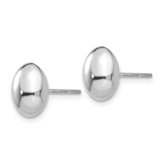 14K White Gold Button Earrings with Polished Finish and Rhodium Plating