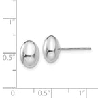 14K White Gold Button Earrings with Polished Finish and Rhodium Plating