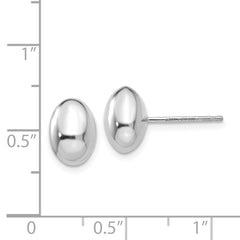 14K White Gold Button Earrings with Polished Finish and Rhodium Plating