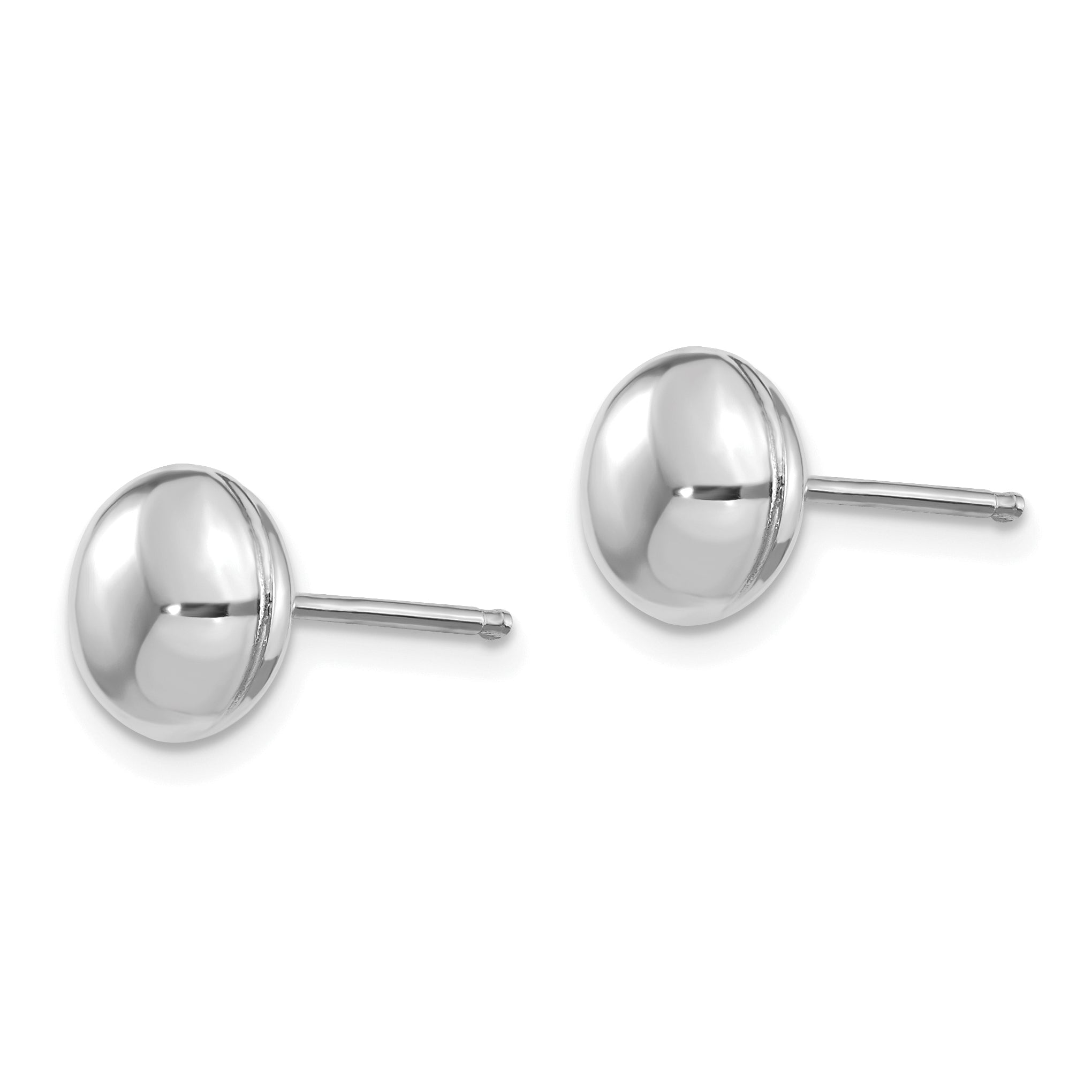 14K White Gold Polished 8mm Button Post Earrings Hollow Design Secondary image
